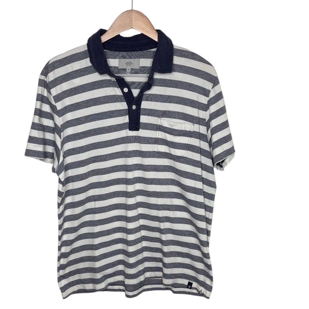 Jack Spade Blue White Striped Polo Shirt Men Size XL